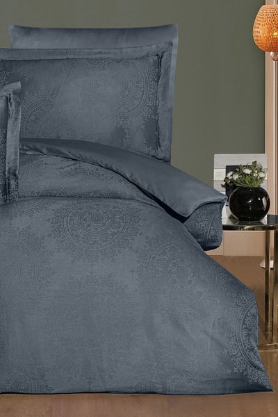 VAROL Σετ Παπλωματοθήκη Liyosel Jacquard Μονό - Nothingham Anthracite