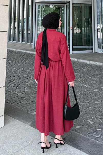 lamelif Pera Linen Skirt Suit Burgundy