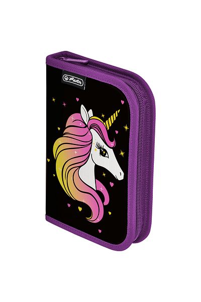 Herlitz pencil case equipped, 16 pieces, size 13.5 X 19.5 X 3.5 Cm, Unicorn motif