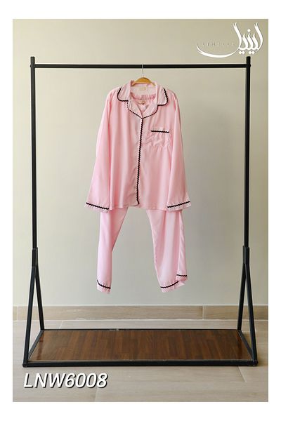 LINELLE 2-Piece Pyjama Set- Pink Nightwear Set with Shirt and Pant.