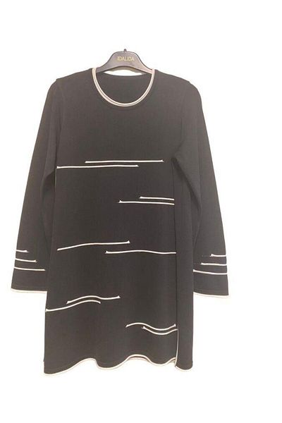 MISS DALIDA Black Front Knitted Technical Knitwear Tunic T24Y-6019