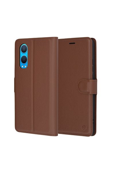 SKYDDAR INNOVATION Husă pentru OnePlus Nord CE4 Lite, piele tip folio, tip carte, cu portofel interior, set de autocolante, maro
