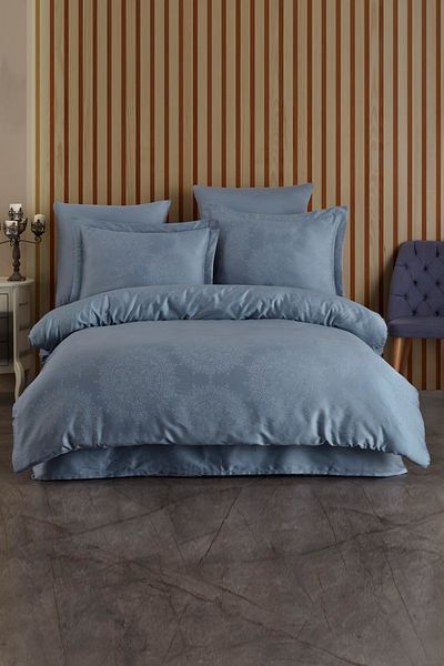 VAROL Liyosel Jacquard Duvet Cover Set Single - Nothingham Indigo