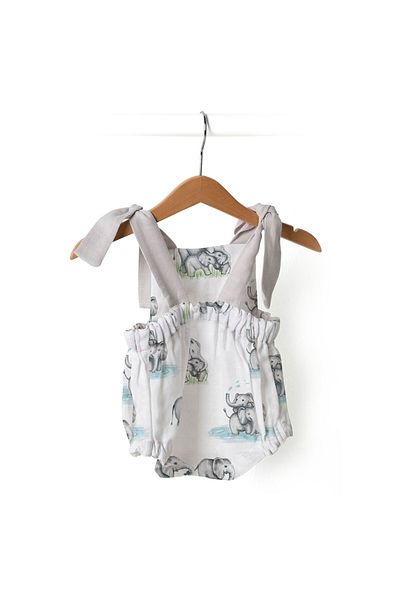 DEUX LAPINS Muslin Baby Romper - Les Êlêphants
