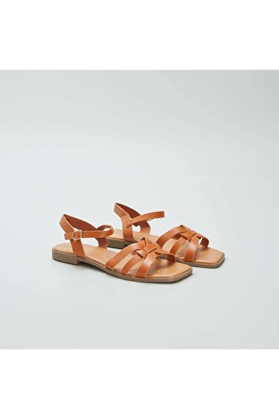 KIABI Sandals with buckled strap BROWN