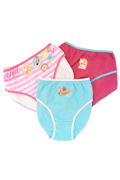 Disney Set 3 perechi de chiloti imprimati pentru fete, cu Soy Luna, din bumbac, DQE3023