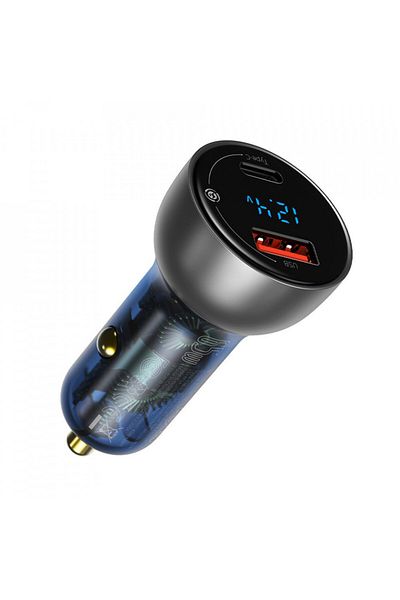 Baseus Car Charger Type-C PD65W, USB QC4.0, (CCKX-C0G) - Transparent