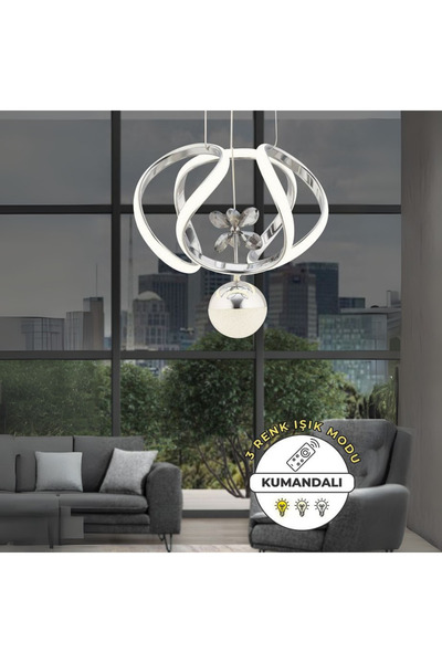 neeko MİLOS Kumandalı 3 Renk Dimmerli LED Sarkıt Avize – Modern Krom Kaplama ...