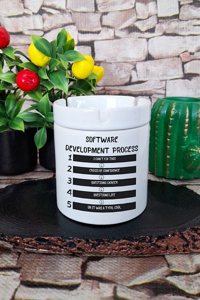 qoeuyl boutique Software Engineer Software Development Fun Gift Printed Ceramic Lid Odorless Ashtray