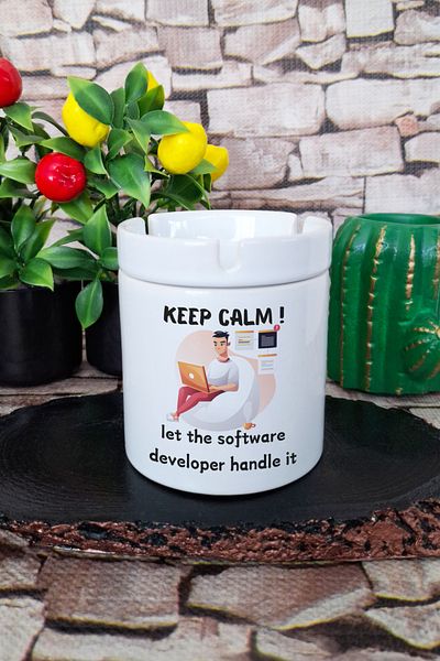 qoeuyl boutique Computer Programmer Software Engineer Programmer Printed Ceramic Lid Odorless Ashtray