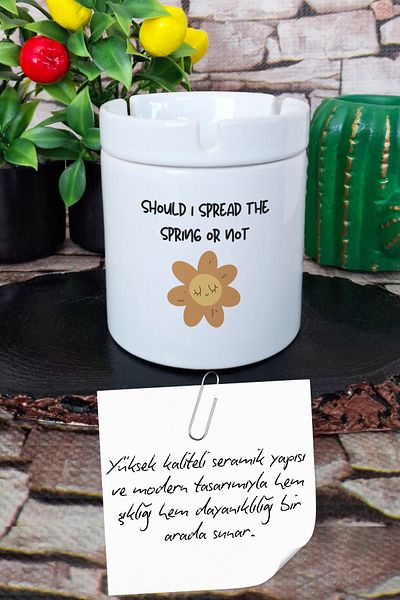 qoeuyl boutique Should I Spread the Spring or Not Naughty Flower Gift Printed Ceramic Lid Odorless Ashtray