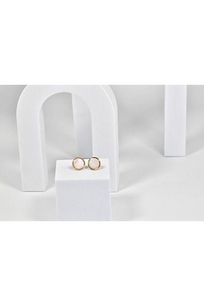 NARRU Handmade NARRU earrings, round, 1.2 mm, white and gold, Koralia