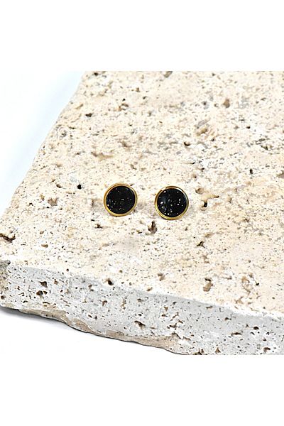 NARRU Handmade NARRU earrings, round, 1.2 mm, black and gold, Koralia