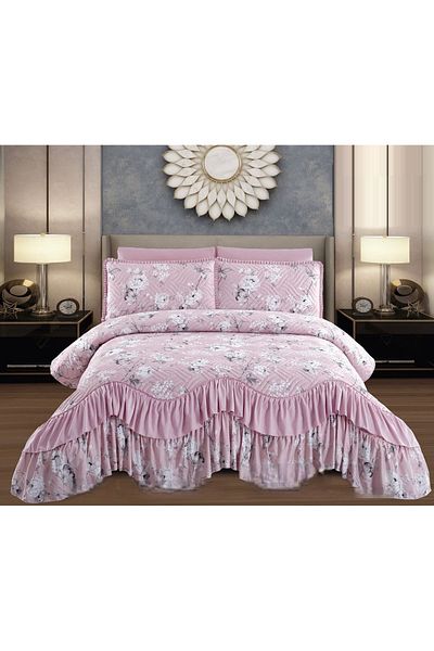 CHIRASO CHIRASO Bedspread Set, Finet Microfiber, Ruffles, 3 Pieces, 220x270cm, 2 Pillowcases 50x70+5cm