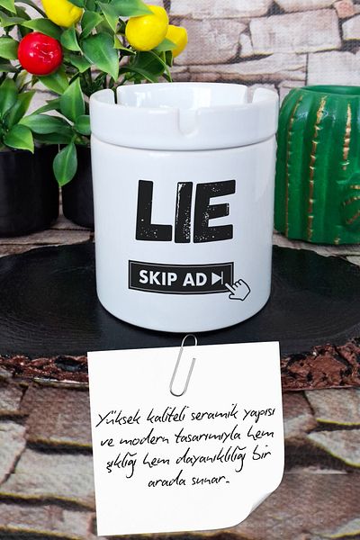 qoeuyl boutique Lıe' Skip Ad Fun Gift Printed Ceramic Lid Odorless Ashtray