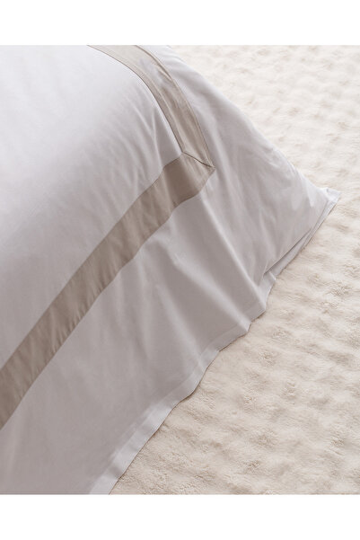 Madame Coco Valette King Size 100% Cotton Duvet Cover Set - White/Stone