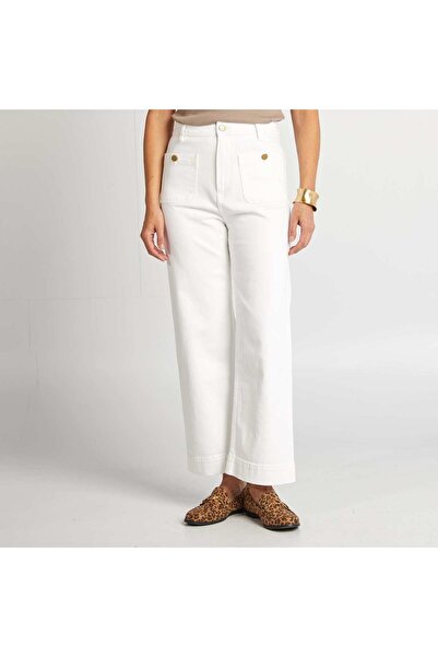 KIABI Cropped wide-leg trousers WHITE