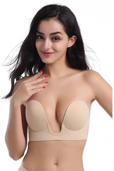 Marjill Unpadded Underwire Microfiber Strapless Strapless Push up Ghost Silicone Bra