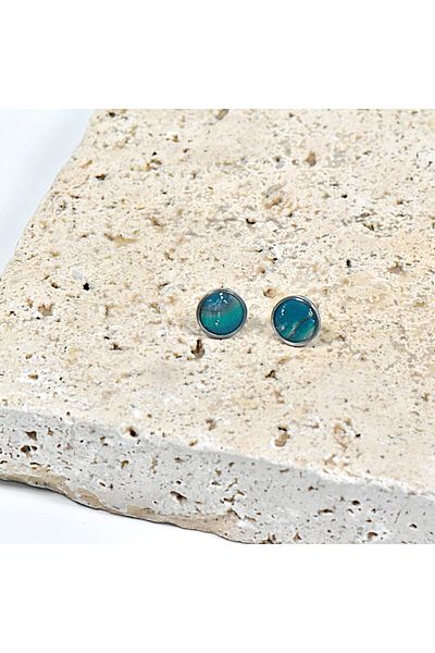 NARRU Handmade NARRU earrings, round, 1.2 mm, Turquoise and silver, Koralia