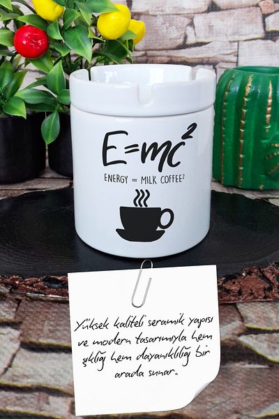 qoeuyl boutique E=mc2 Διασκεδαστικό δώρο μαθητή χημείας Τυπωμένο κεραμικό καπάκι άοσμο τασάκι