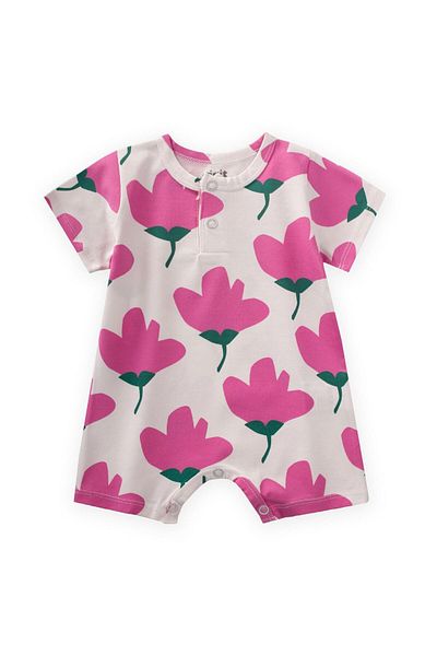 Cigit Patterned Jumpsuit 0-3 Years Old Tulip Pattern
