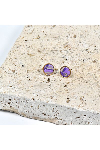 NARRU Handmade NARRU earrings, round, 1.2 mm, lilac and gold, Koralia