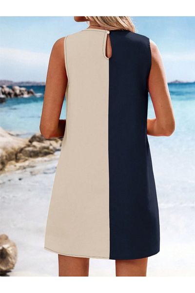 AFROGİYİM Women's Black Beige Mini Dress