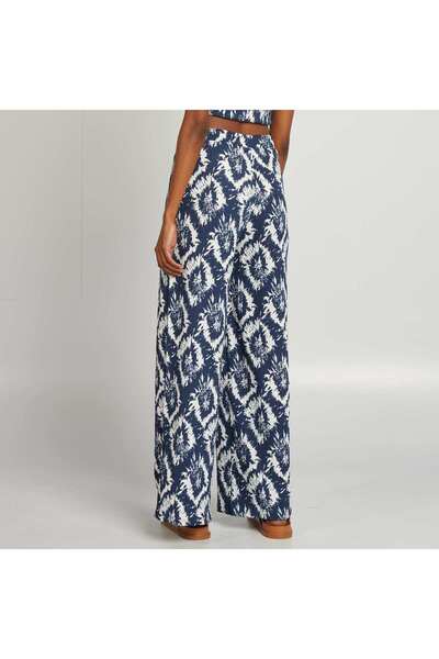 KIABI Patterned wide-leg trousers BLUE