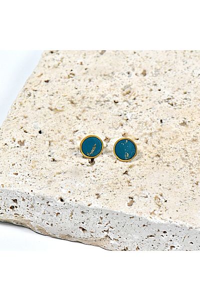 NARRU Handmade NARRU earrings, round, 1.2 mm, turquoise and gold, Koralia