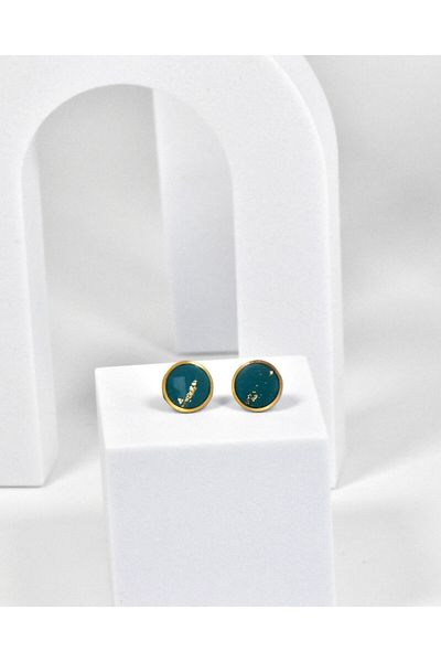 NARRU Handmade NARRU earrings, round, 1.2 mm, turquoise and gold, Koralia