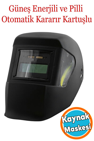 NZB Otomatik Kararan Güneş Enerjili Pilli Baş Maskesi Siperlik Kartuşlu Kaynak Gözlüğü Düz Başlık