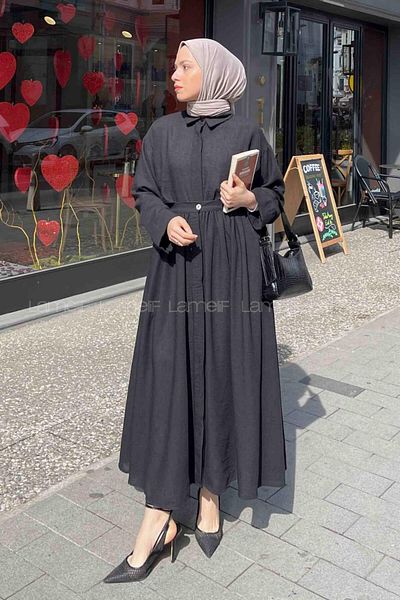 lamelif Pera Linen Skirt Suit Black