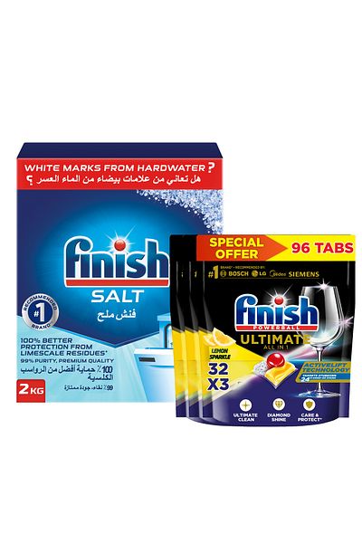 Finish Ultimate Tabs 32x3 + Finish Dishwasher Salt - 2 kg