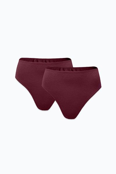 Malabadi Women's Burgundy Gray Navy Blue 6 Pack Modal High Waist String Thong 6m178