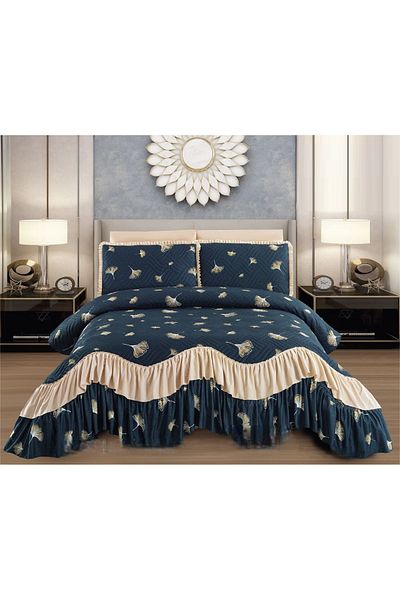 CHIRASO CHIRASO Bedspread Set, Finet Microfiber, Ruffles, 3 Pieces, 220x270cm, 2 Pillowcases 50x70+5cm