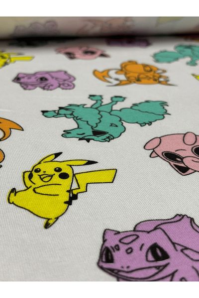 iki iplik Yellow Character Patterned Baby Interlock Fabric – 100% Cotton – Width 170 cm
