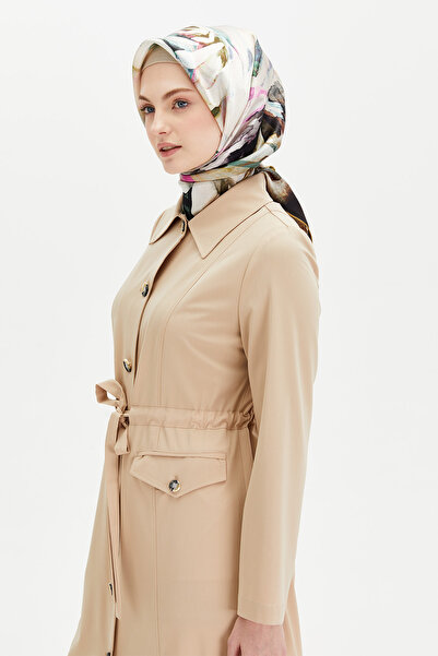 Setrms Parçalı Kuşaklı Tesettür Pardösü