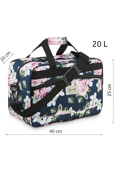 zagatto Geantă de cabină 20L, albastră cu imprimeu floral, 40x20x25 cm, compatibilă cu Wizz/Ryanair, ZG829