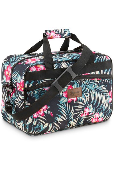 zagatto Geantă de mână pentru avion 20L, neagră cu flori, dimensiuni sub scaun 40x20x25 cm, ZG827
