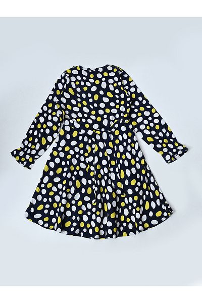Bella Moda By Styli All-Over Print Ruffle Trim Cotton Dress with Lining