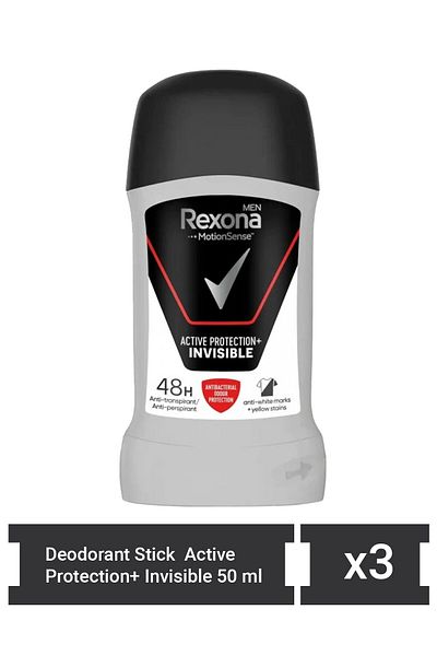 Rexona Rexona Men Motionsense Αποσμητικό Στικ - Ενεργή Προστασία+ Αόρατο - 50ml x 3 τεμάχια