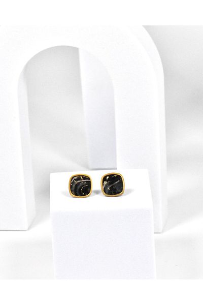 NARRU Handmade NARRU earrings, square, 1.2 mm, black and gold, Xeni