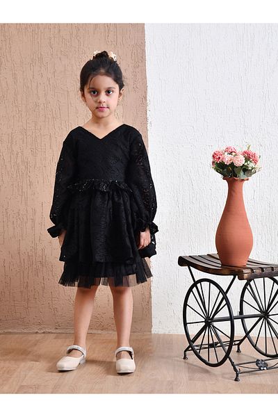 Bella Moda By Styli Textured Embellished V-Neck Mini Dress