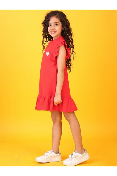 Anthrilo By Styli Glitter Heart Detail Flutter Sleeves Dress