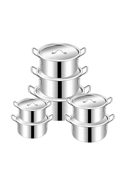 sharpdo 7-Piece Stainless Steel Pot Set, Household Soup Pot Combination, Suit...