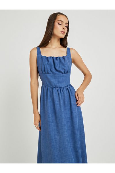 Styli Solid Sleeveless Square Neck Maxi Dress