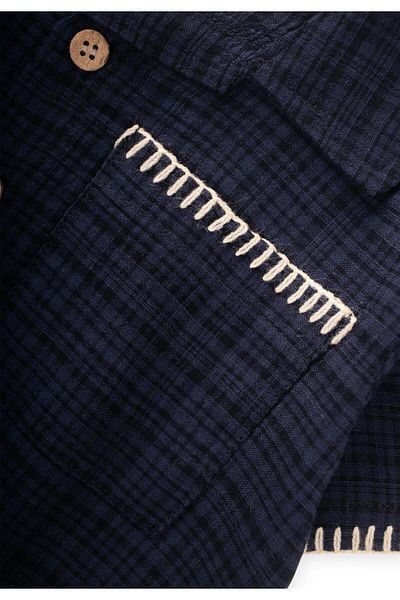 Cigit Handcrafted Detailed Shirt Suit 2-10 Years Navy Blue