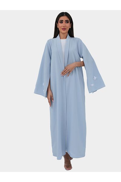Elena by DStyle Embellished Cape Sleeve Label Collar A-Line Abaya