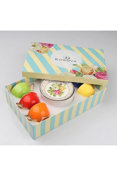 Kosova Çırağan Home 6 Color Lia Floral Coffee Cup Set