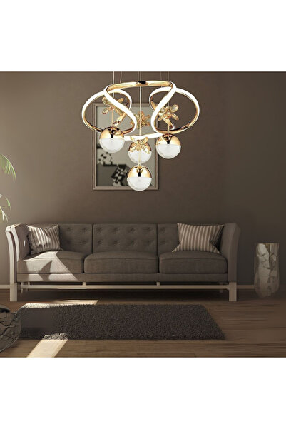 neeko BELEM LED’li Sarkıt Avize – 3 Farklı Işık Tonu & Kumandalı/Dimmer Özelliği Gold Kaplama